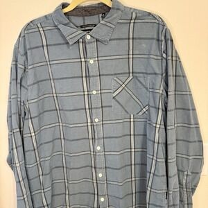 Kenneth Cole Slim Fit‎ Plaid Button-Up Shirt Men's XL Blue Gray Long Sleeve
